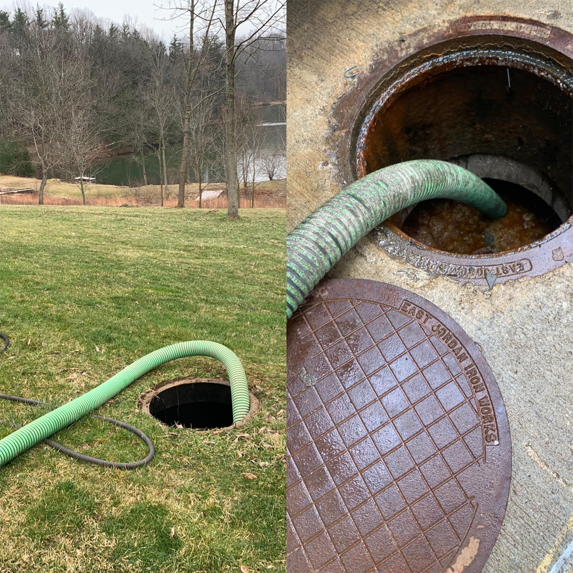 Collage of septic tank and grease trap cleaning - Essential services for septic system maintenance and grease management.